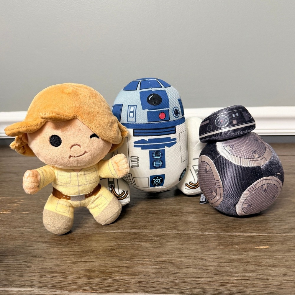 Disney Star Wars Plush Lot Luke Skywalker R2-D2 BB-8 Stuffed Toy Droid Trio